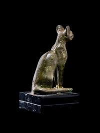 An Egyptian Bronze Seated Cat