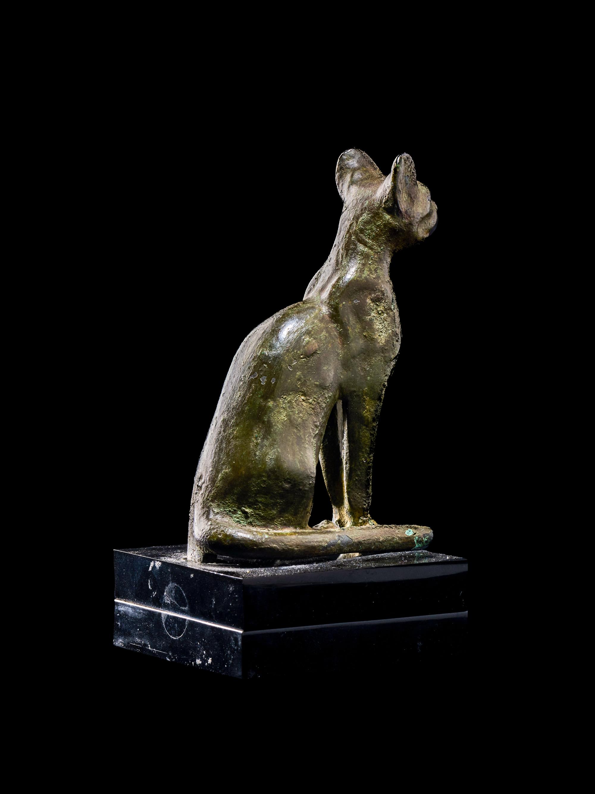 An Egyptian Bronze Seated Cat
