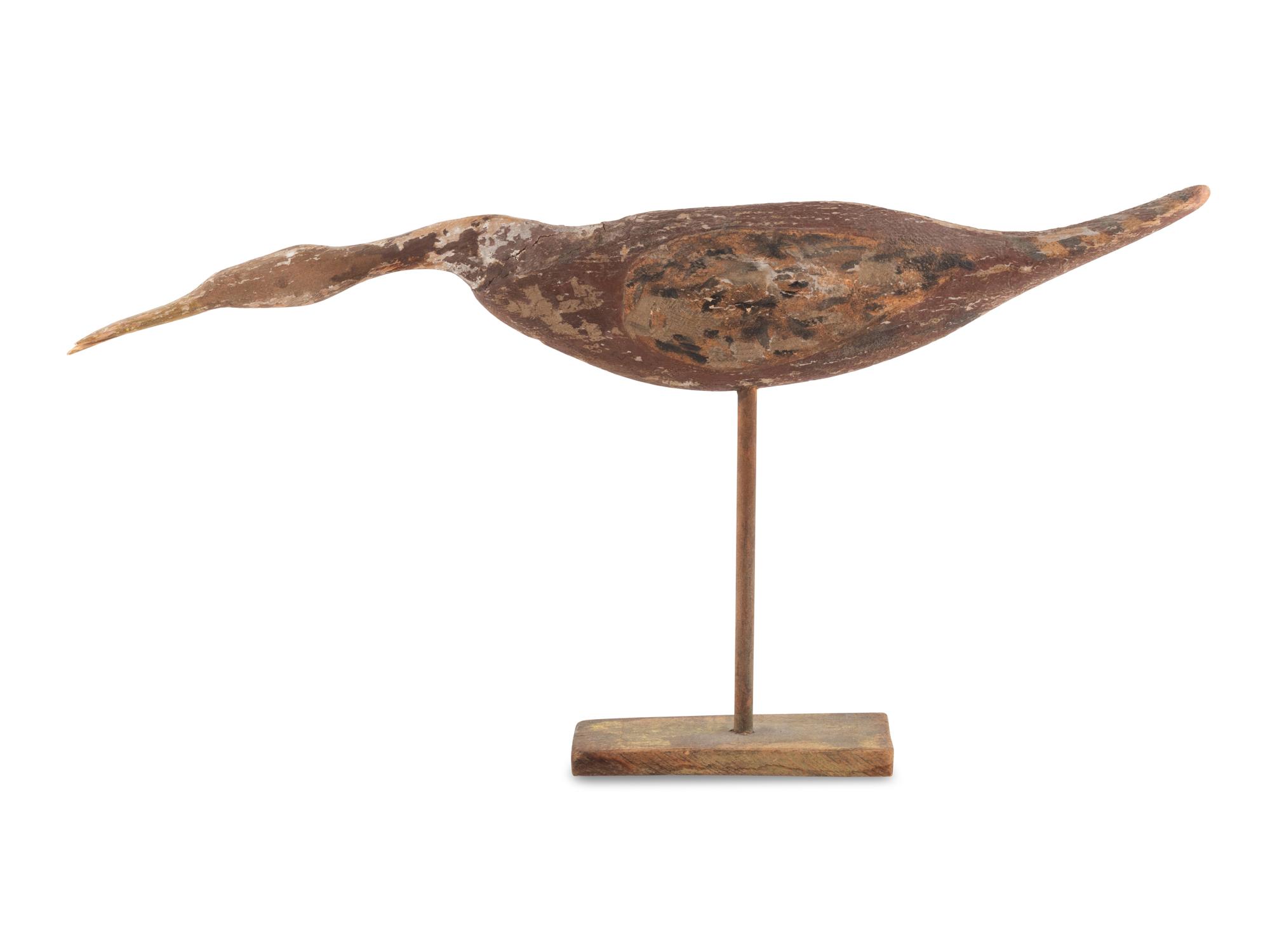 A Carved and Painted Wood Shorebird Figure