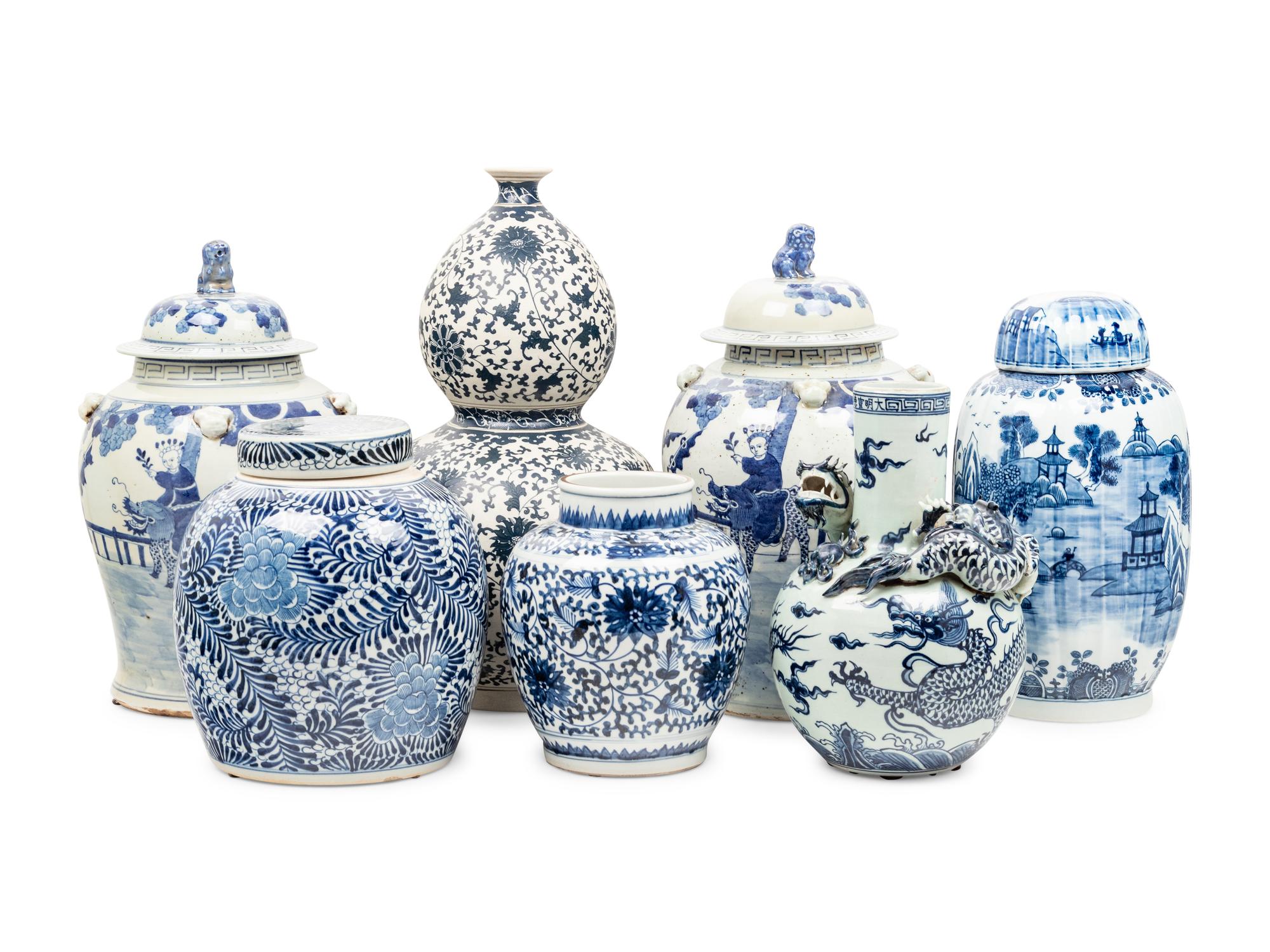 A Group of Contemporary Blue and White Porcelain Articles