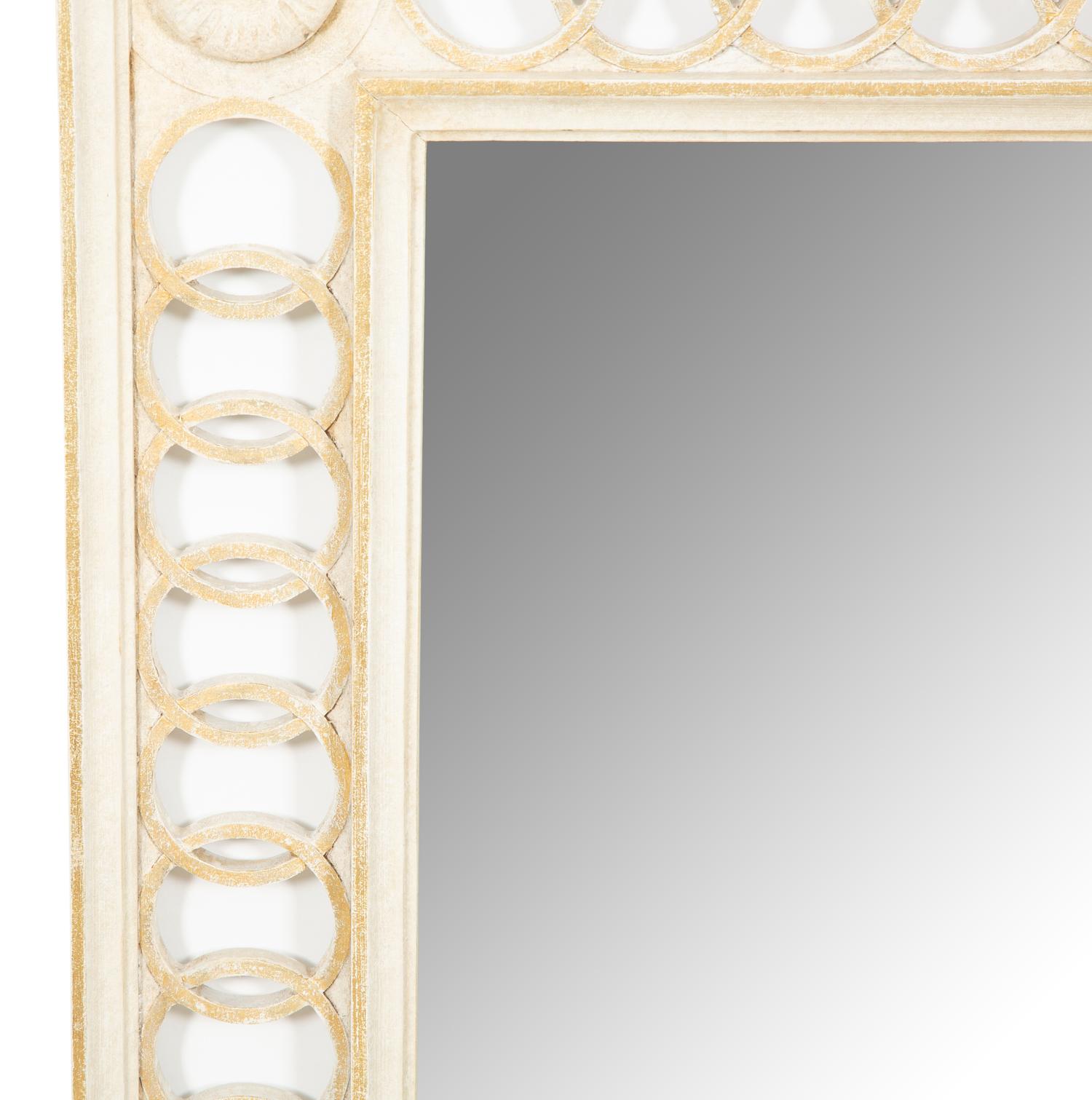 A Neoclassical Style Painted and Parcel Gilt Mirror