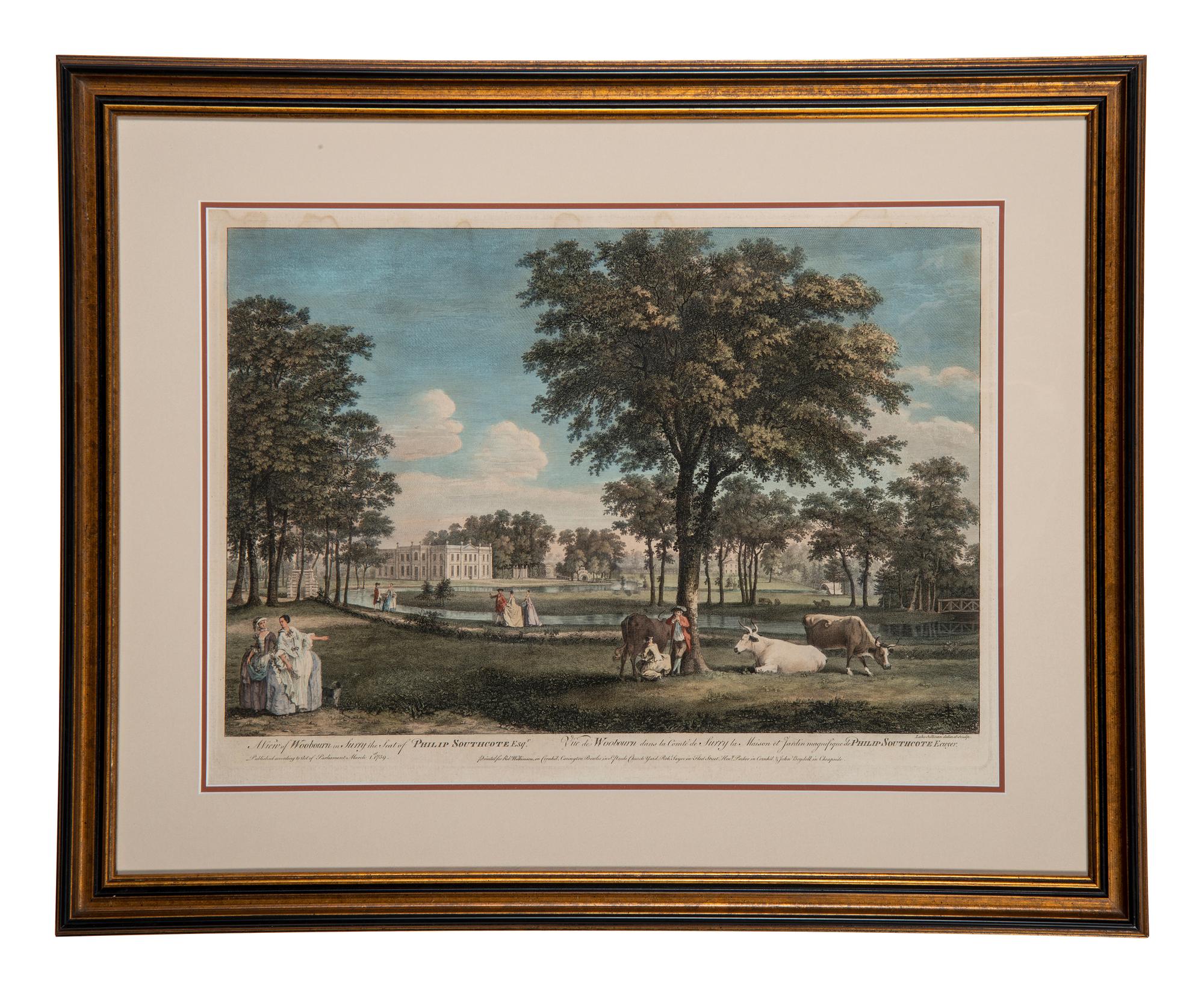 Four English Hand-Colored Landscape Engravings