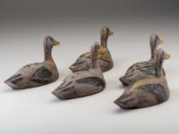 Five Painted Wood Duck Decoys