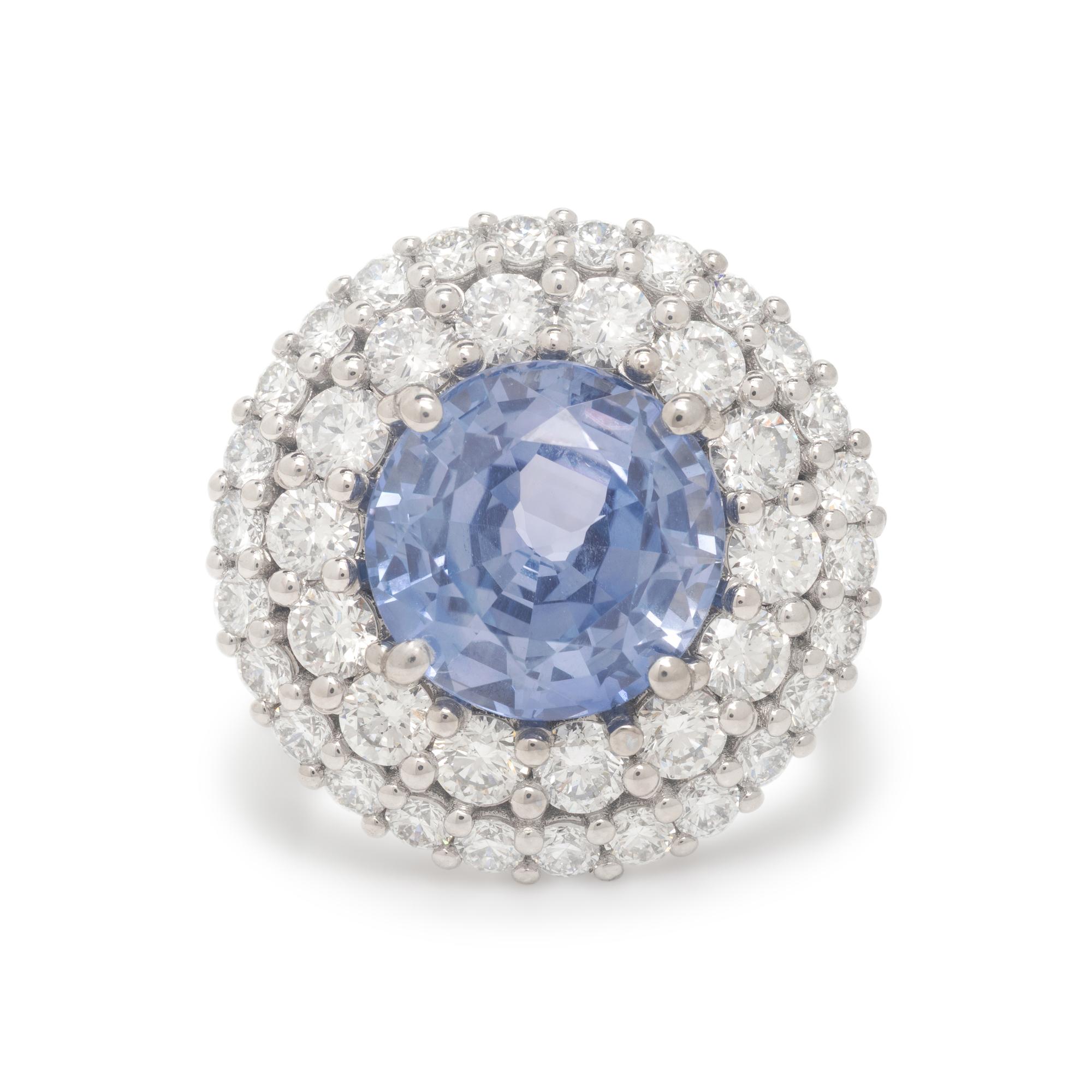 Ceylon Violet Sapphire, Diamond, and Platinum Ring