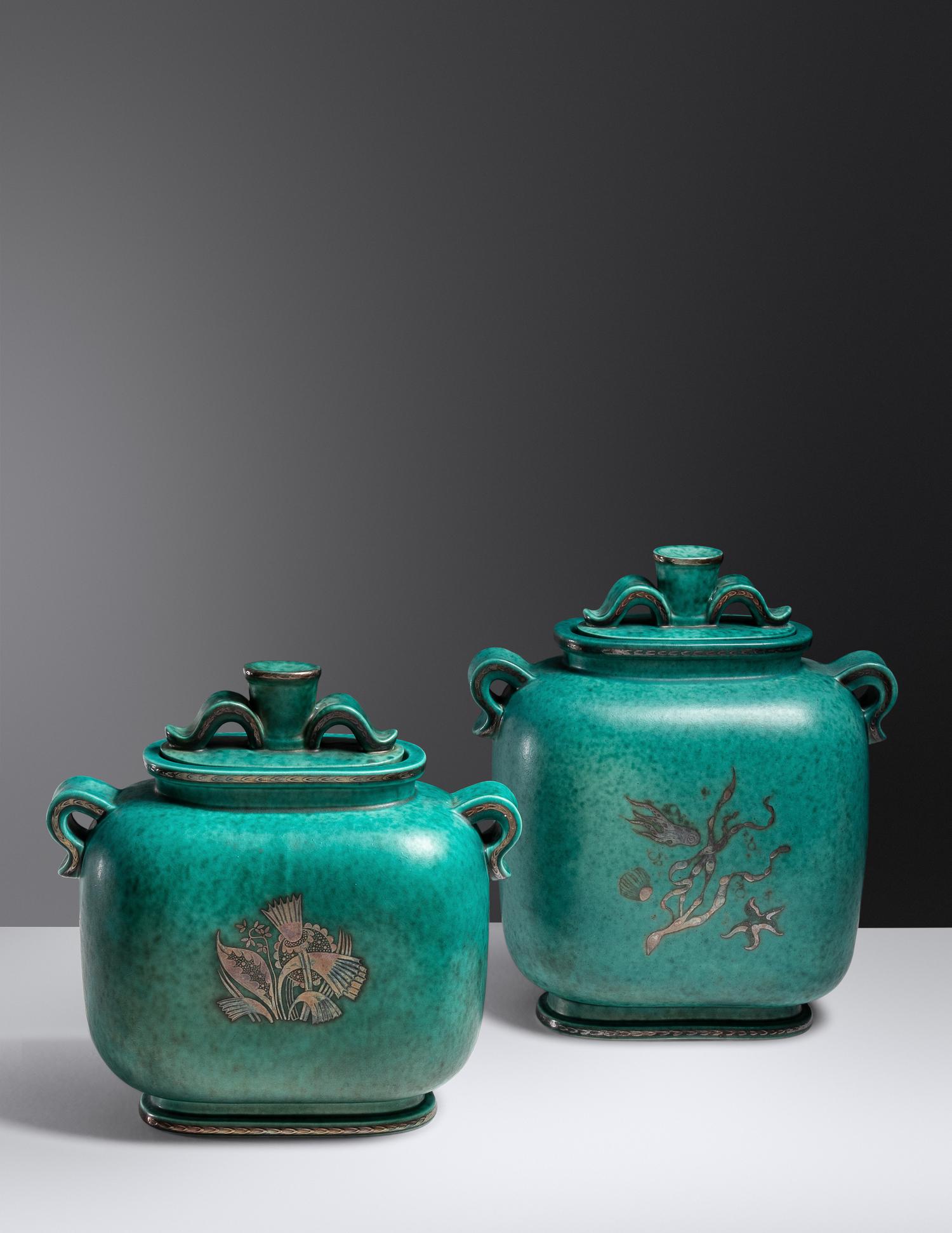Two Argenta Lidded Vessels Gustavsberg, Sweden