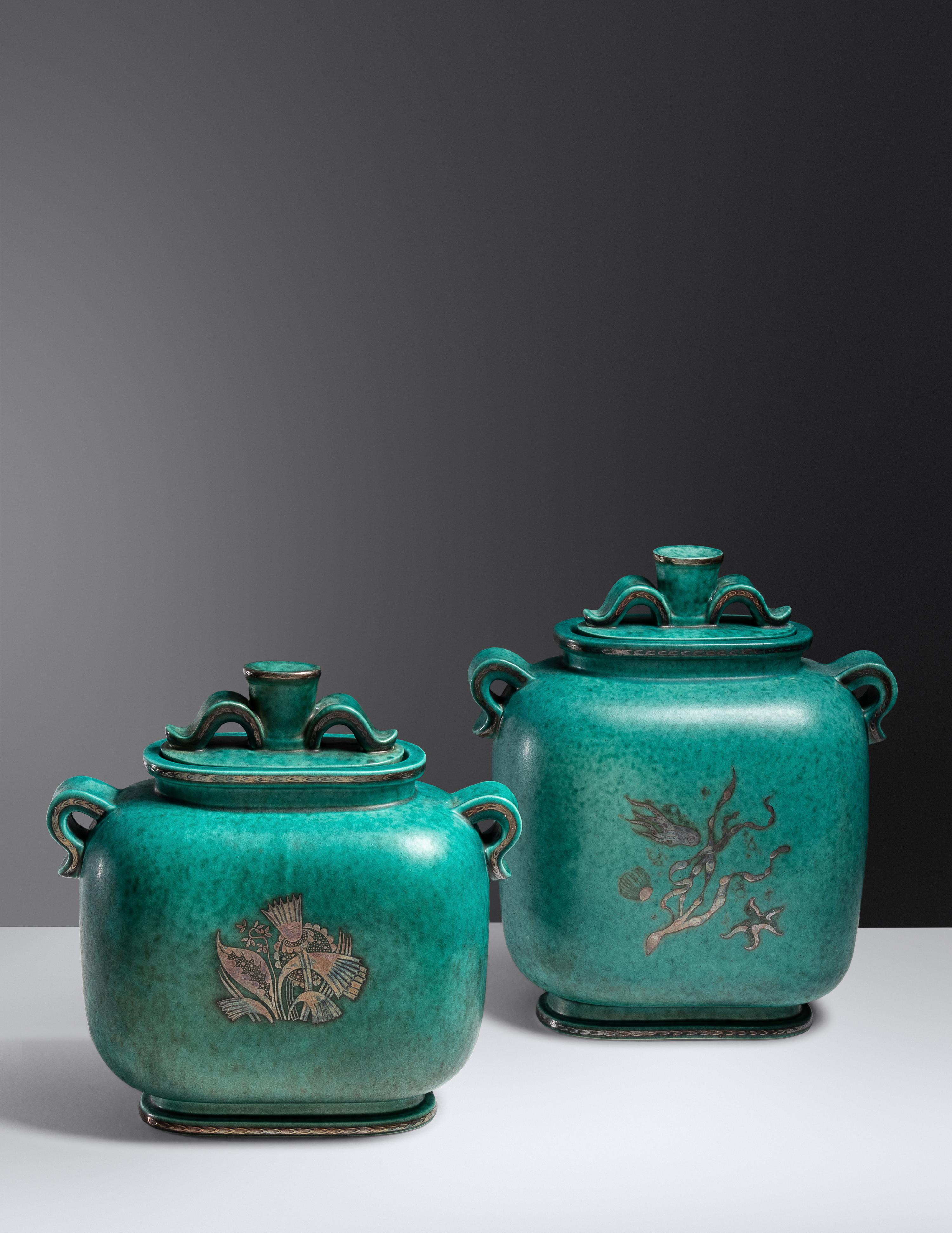 Two Argenta Lidded Vessels Gustavsberg, Sweden