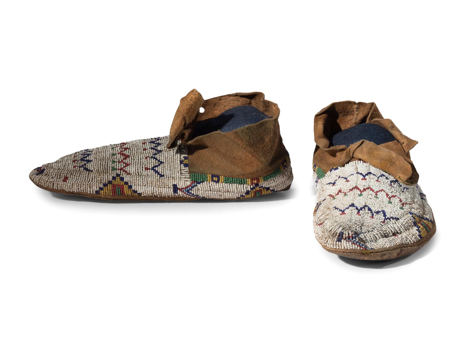 Northern Plains Beaded Hide Moccasins