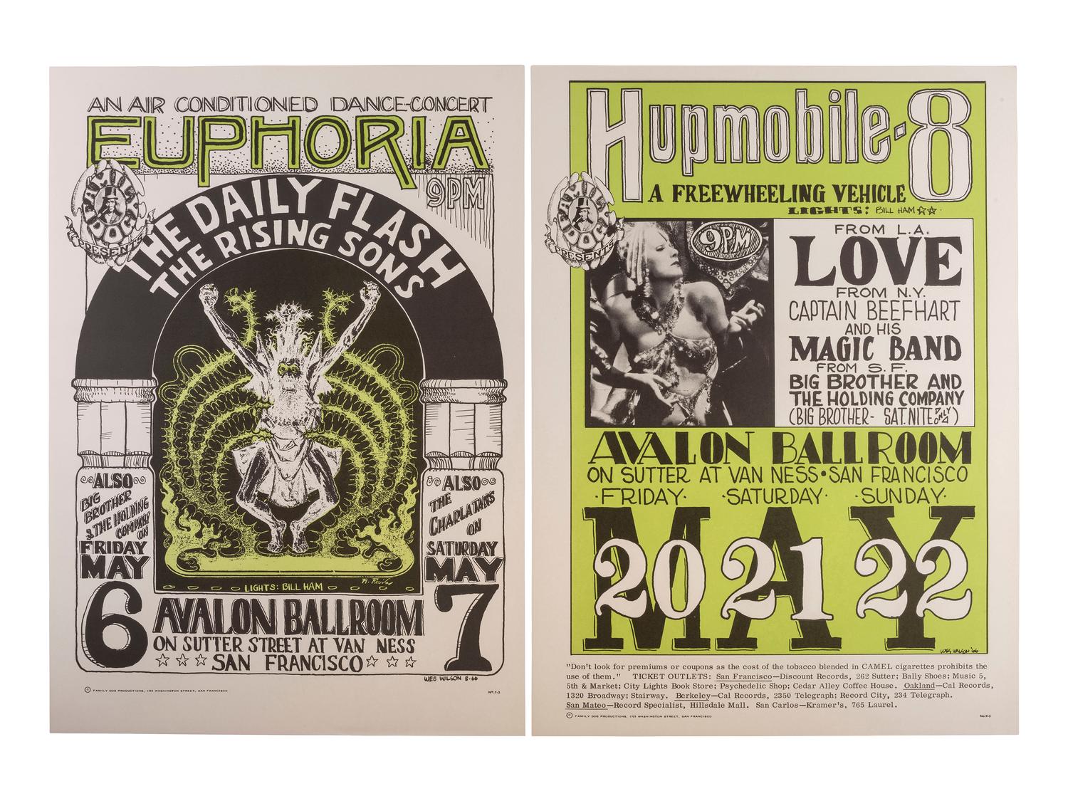 [MUSIC] -- [POSTERS]. WILSON, Wes and HELMS, Chet, artists. A group of 8 Family Dog posters from 1966, comprising: