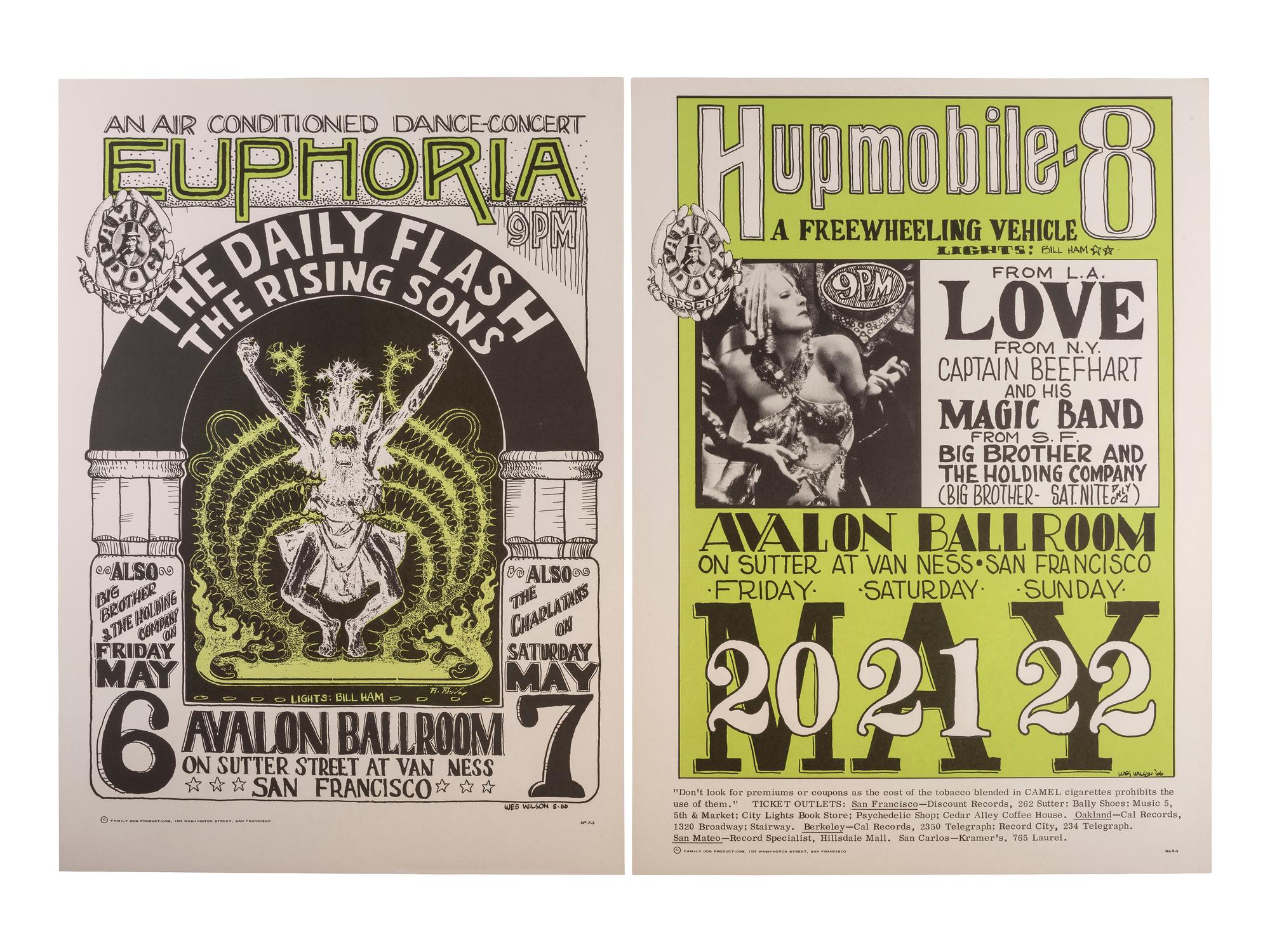 [MUSIC] -- [POSTERS]. WILSON, Wes and HELMS, Chet, artists. A group of 8 Family Dog posters from 1966, comprising: