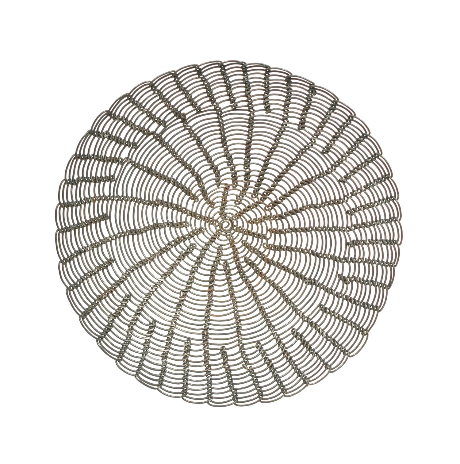 A Tohono O'odham Wire Basketry Bowl, Eugene Lopez Height 3 x diameter 11 3/4 inches.