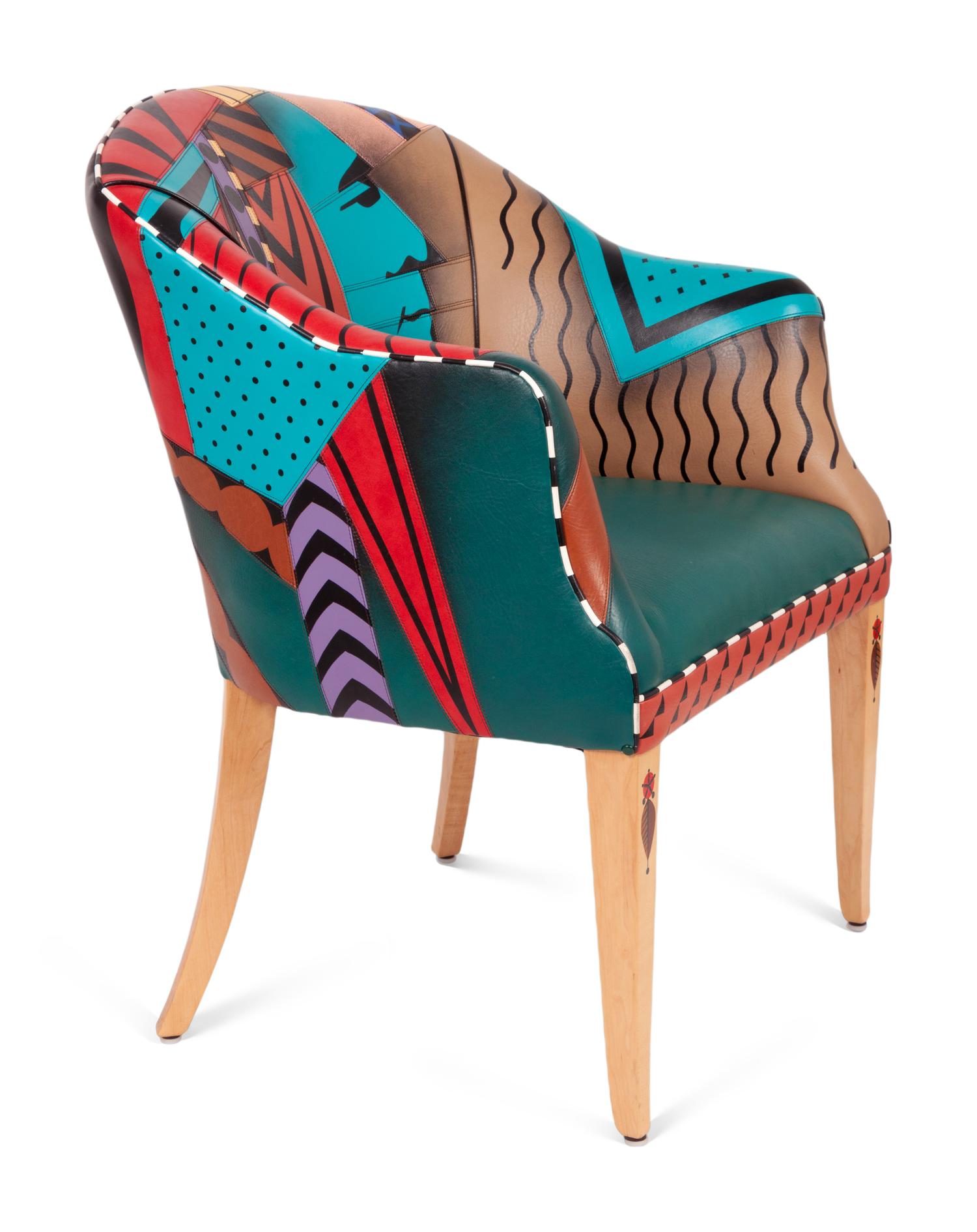 Painted Leather Side Chair