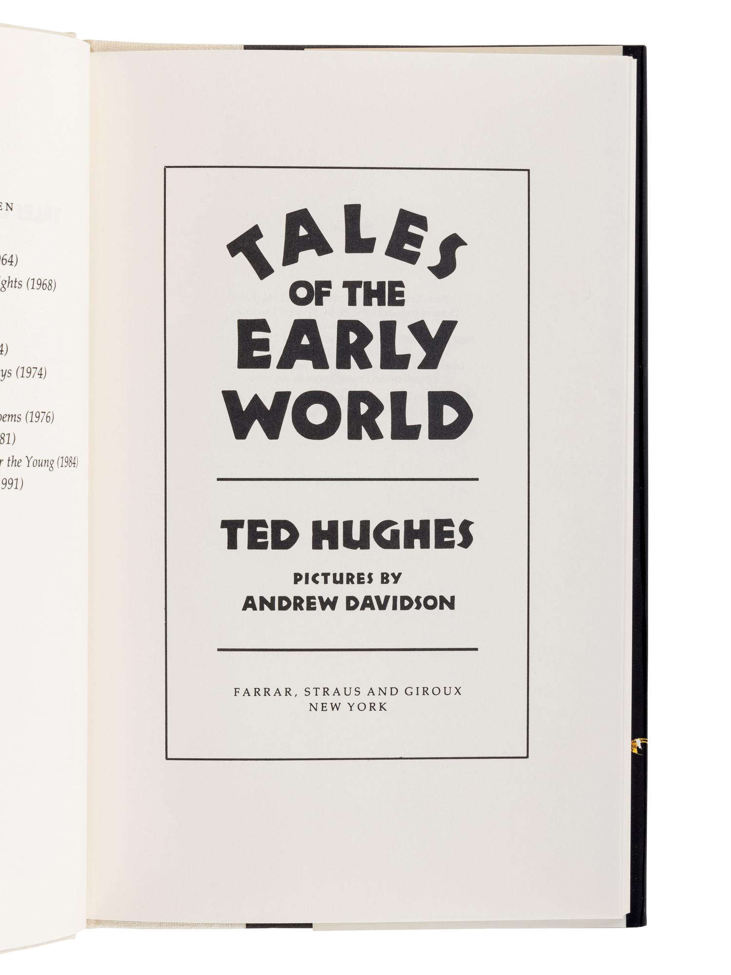 HUGHES, Ted (1930-1998). A group of 3 works by Hughes, ALL FIRST AMERICAN EDITIONS, comprising: