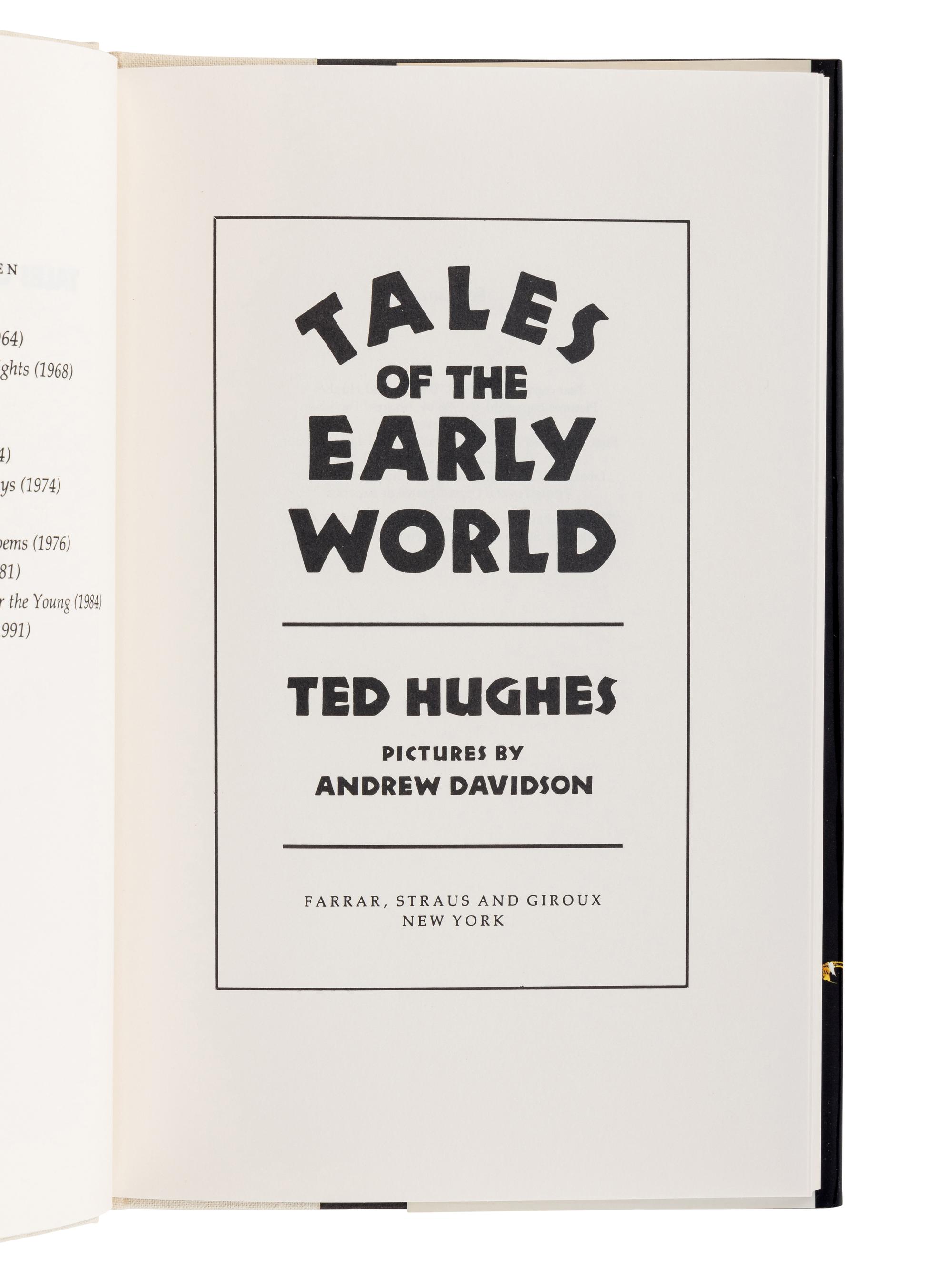 HUGHES, Ted (1930-1998). A group of 3 works by Hughes, ALL FIRST AMERICAN EDITIONS, comprising: