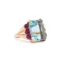 AQUAMARINE AND RUBY RING