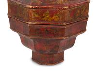 A Chinese Parcel Gilt Red Lacquer Octagonal Lidded Box