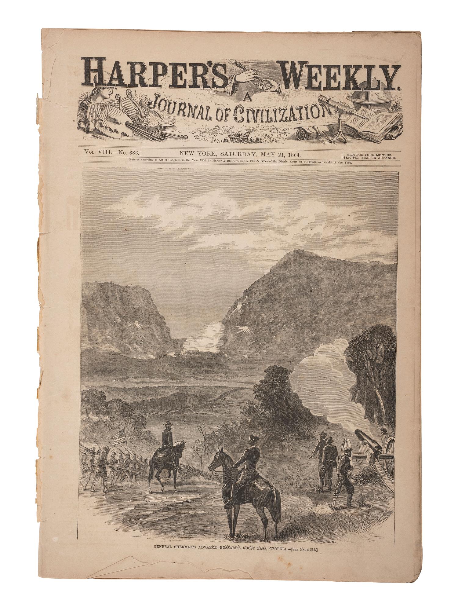 [CIVIL WAR].] Harper's Weekly . 120+ issues, majority from 1864 & 1865.