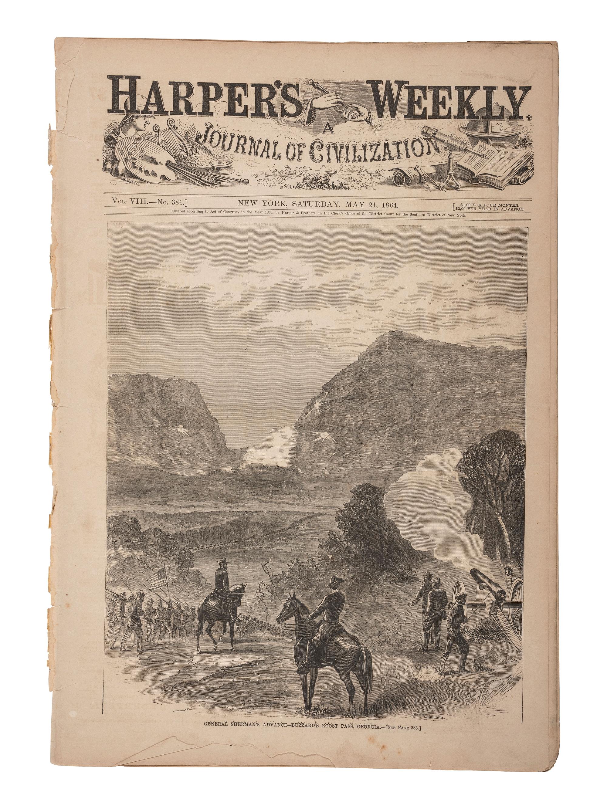 [CIVIL WAR].] Harper's Weekly . 120+ issues, majority from 1864 & 1865.