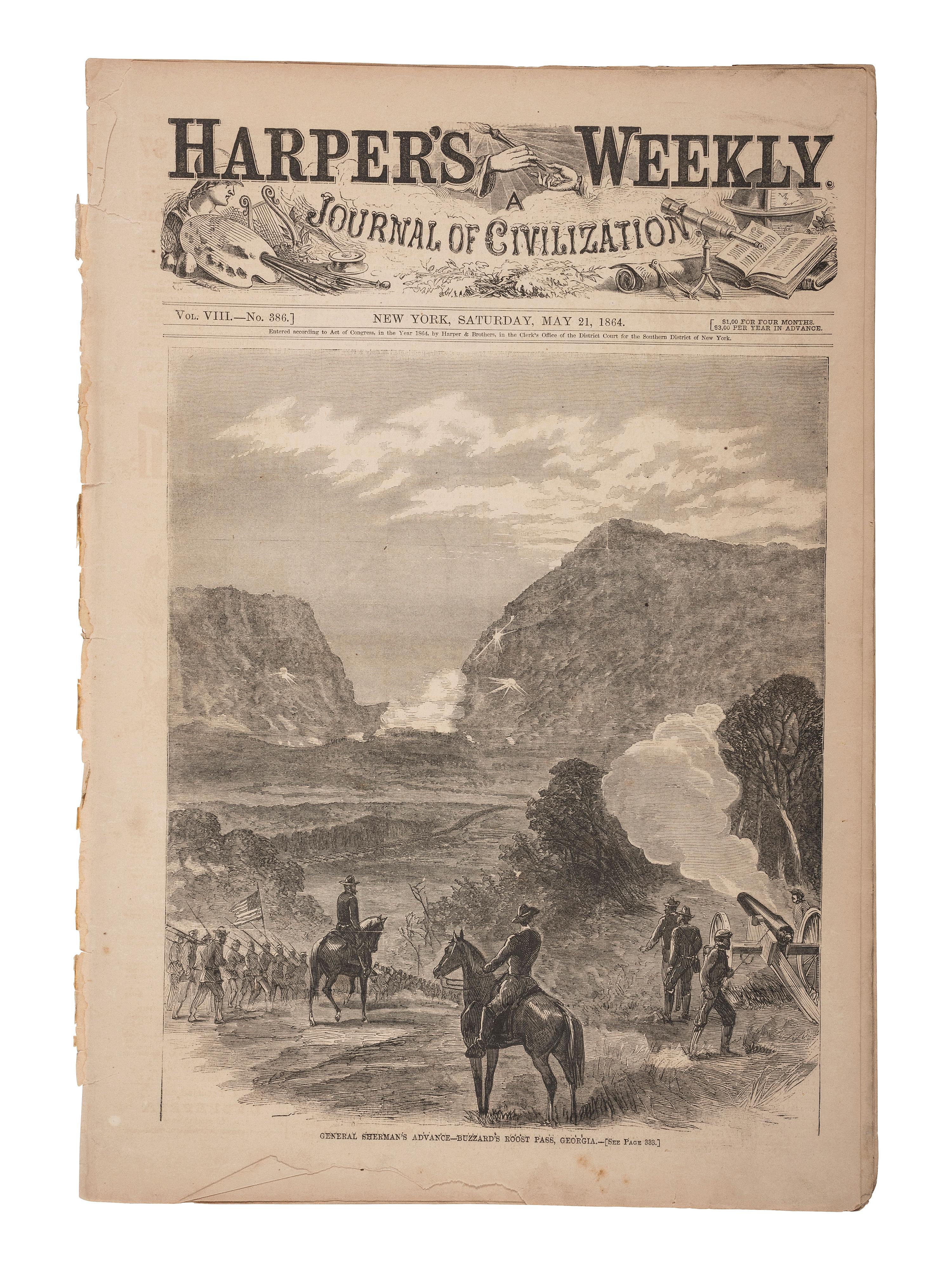 [CIVIL WAR].] Harper's Weekly . 120+ issues, majority from 1864 & 1865.