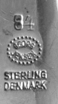 Five Danish Silver Demitasse Spoons, Georg Jensen Silversmithy, Copenhagen, in the Blossom pattern.