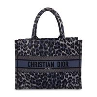 CHRISTIAN DIOR, NAVY LEOPARD MEDIUM BOOK TOTE