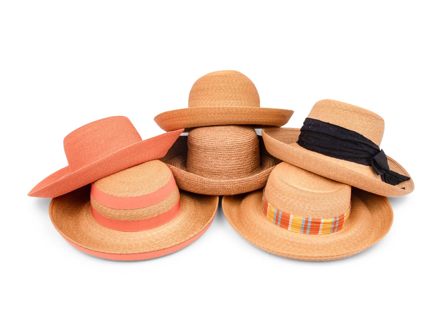 Lot of Six Straw Sun Hats: Patricia Underwood and Others