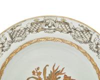 A Group of Three Chinese Export Porcelain Grisaille Palette Dishes
