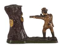 A J. & E. Stevens "Teddy and the Bear" Cast Iron Mechanical Bank