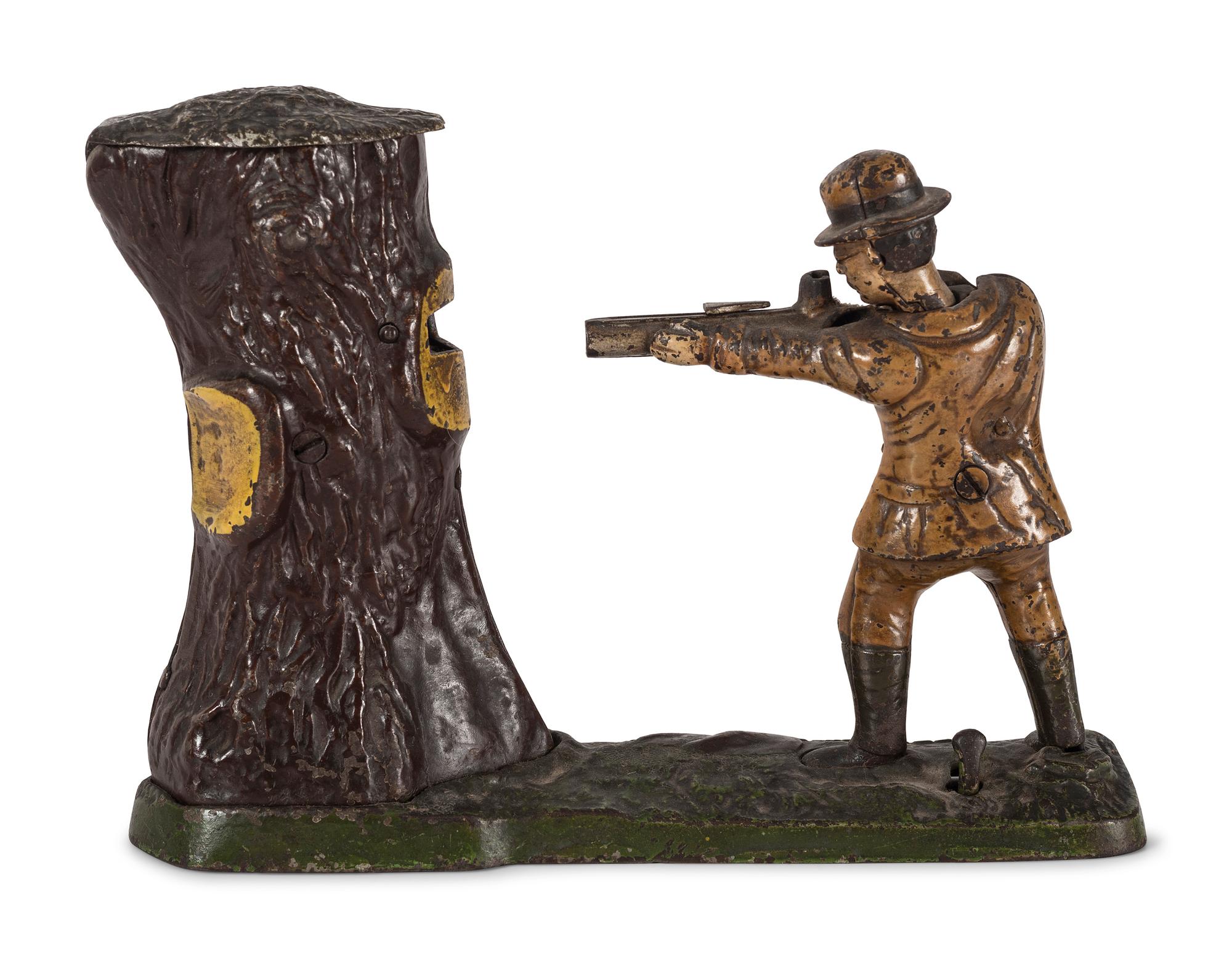 A J. & E. Stevens "Teddy and the Bear" Cast Iron Mechanical Bank