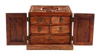 A Chinese Hardwood Table Cabinet with Mirror Stand Height 13 1/2 x width 12 1/2 inches. — QING DYNASTY (1644-1911)