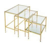 A Set of Three Brass and Glass Nesting Tables