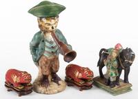 Four Pieces of Chinese Pottery Height of tallest 11 1/4 inches.