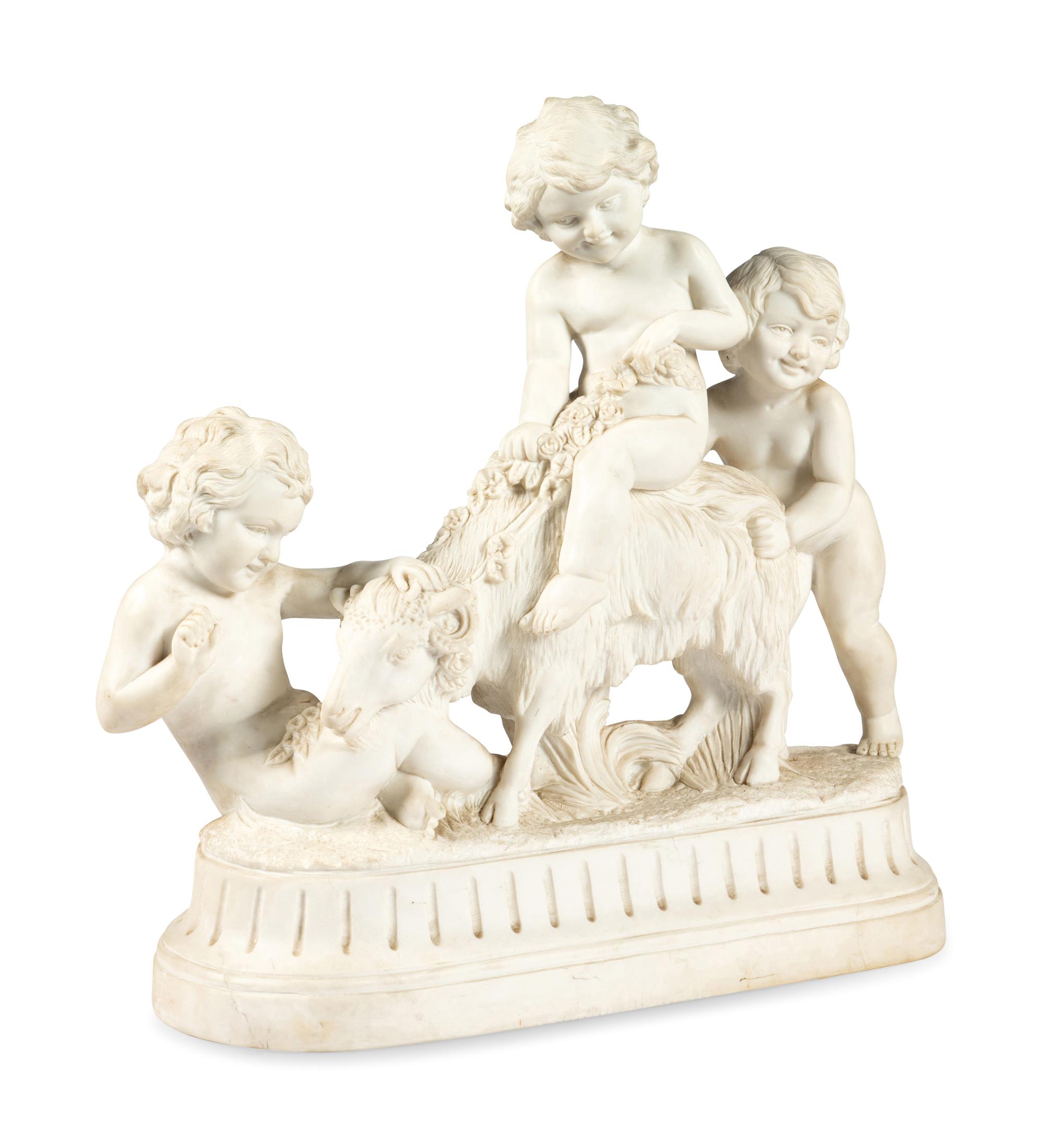 A Continental Marble Figural Group After Clodion