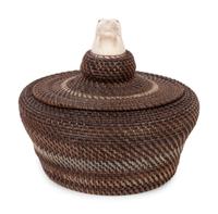 Lidded Baleen Basket, with Carved Walrus Head Finial