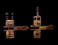 Two Dogon Wood Door Locks with Bolts
