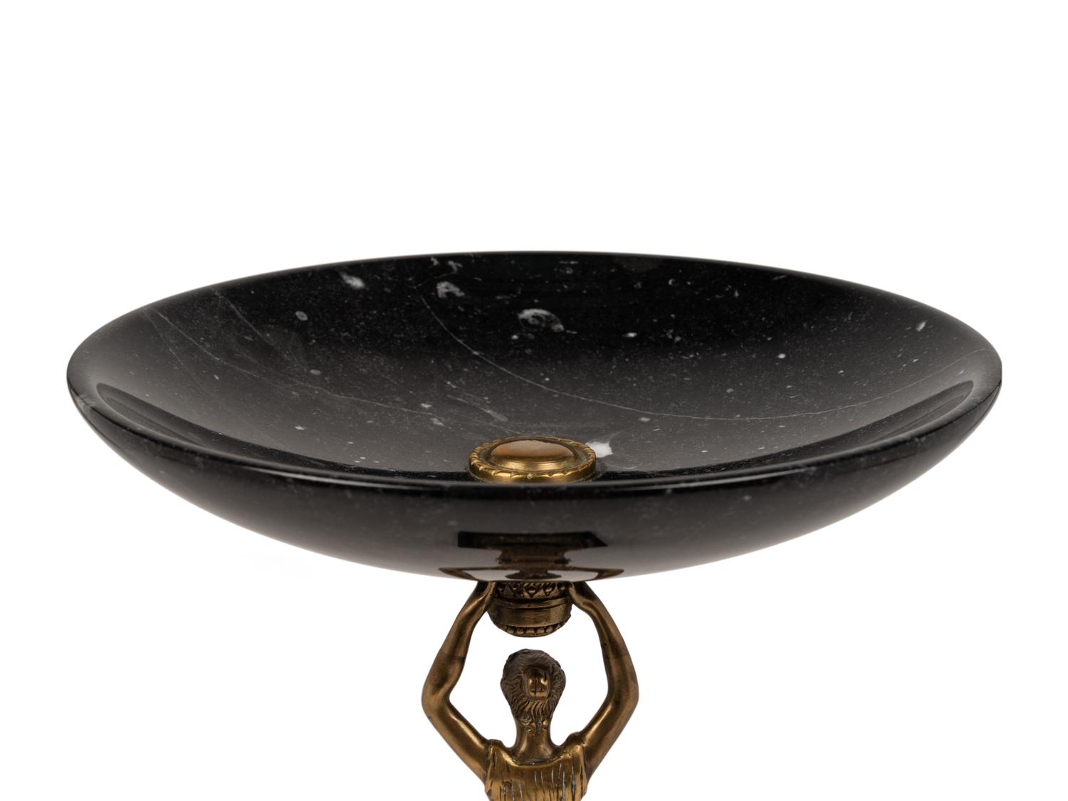 An Empire Style Gilt Metal and Marble Figural Centerpiece
