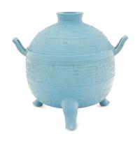 A Chinese Claire-de-Lune Porcelain Archaistic Covered Vessel