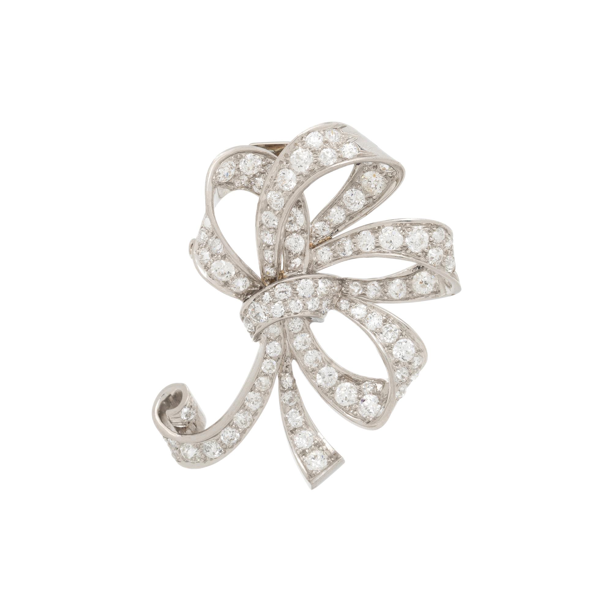 DIAMOND BOW BROOCH