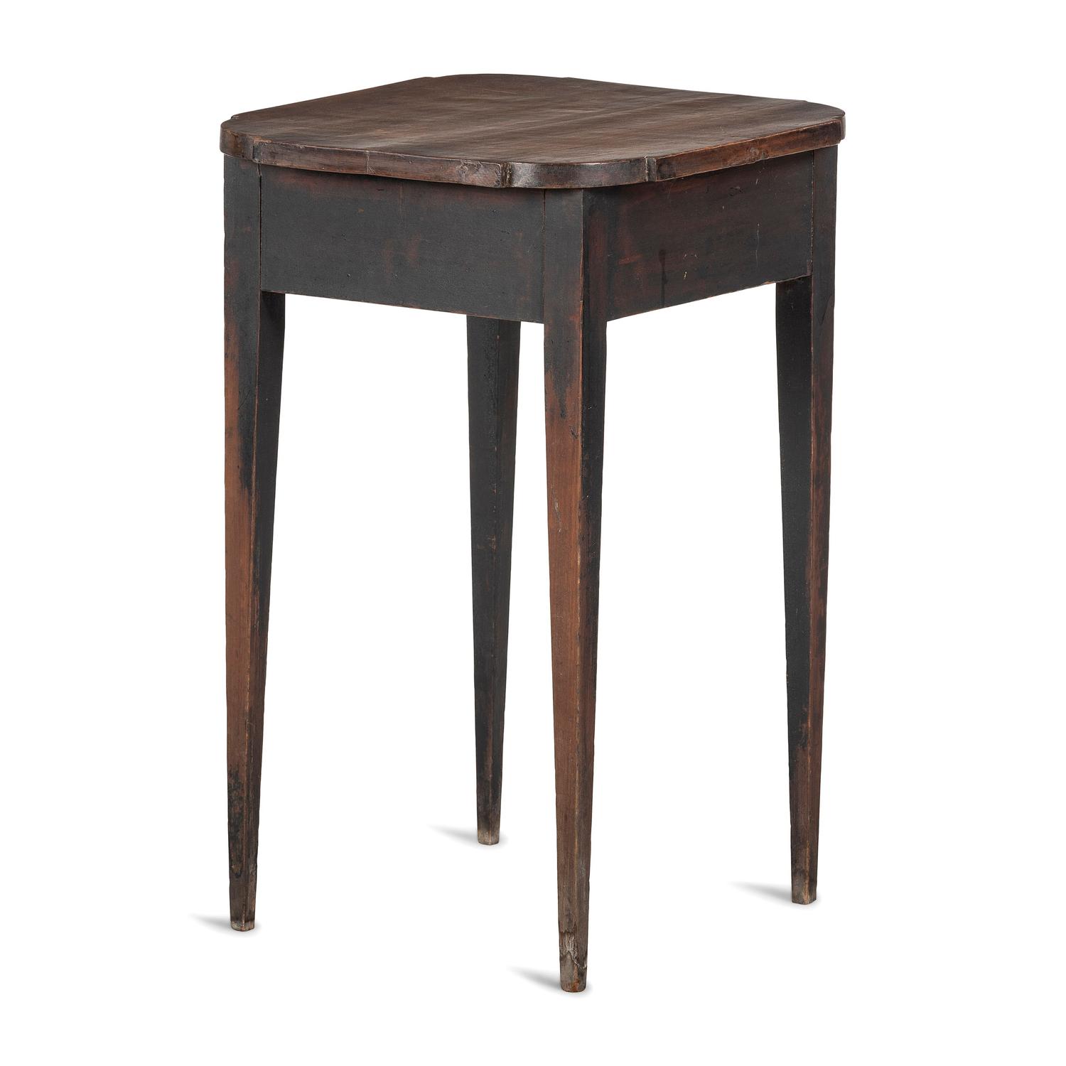 A Federal Black Painted Maple and Cherrywood Shaped-Top Stand