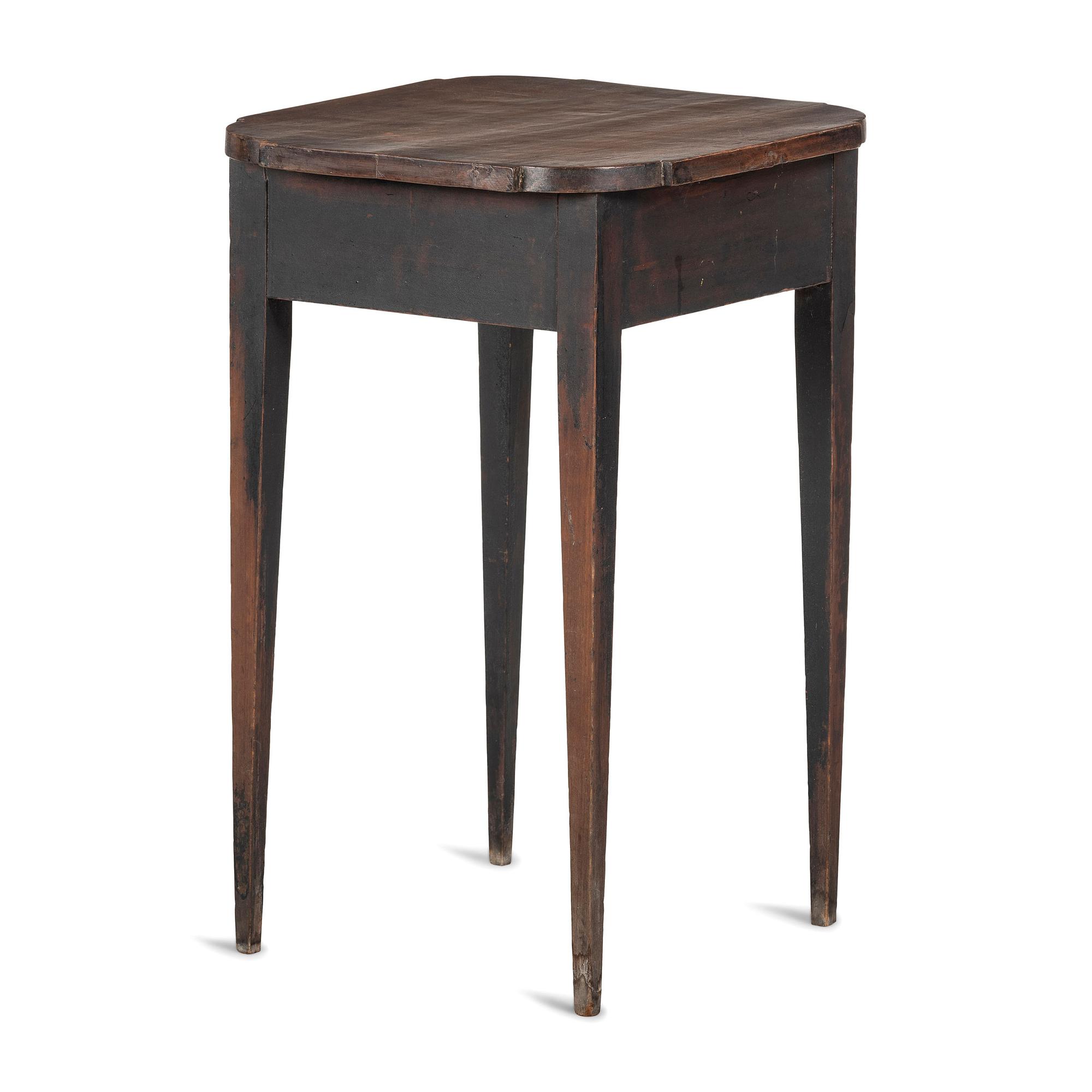 A Federal Black Painted Maple and Cherrywood Shaped-Top Stand