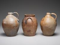 Three Cobalt Decorated Stoneware Vessels
