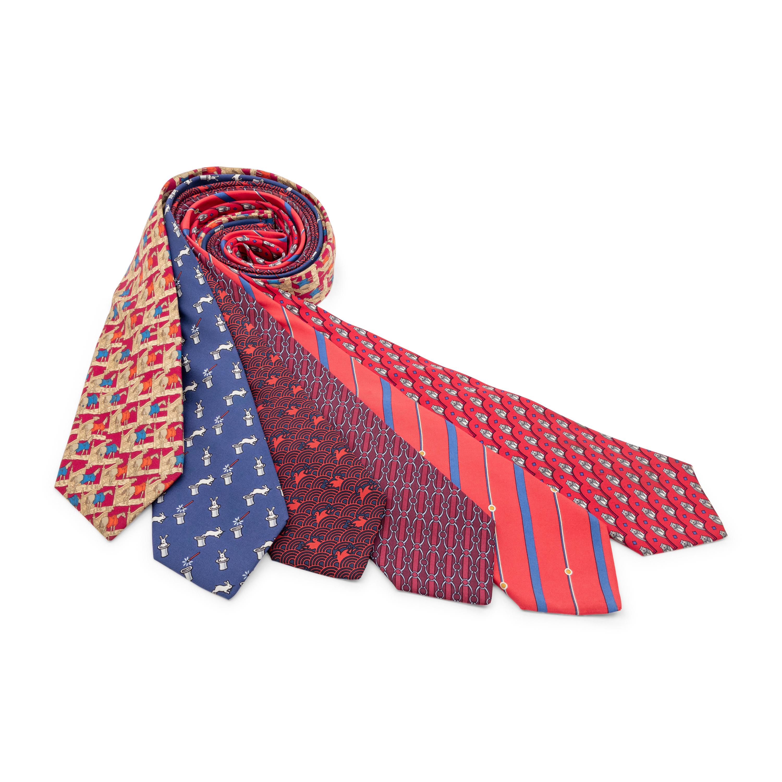 Hermès, Six Printed Silk Neckties
