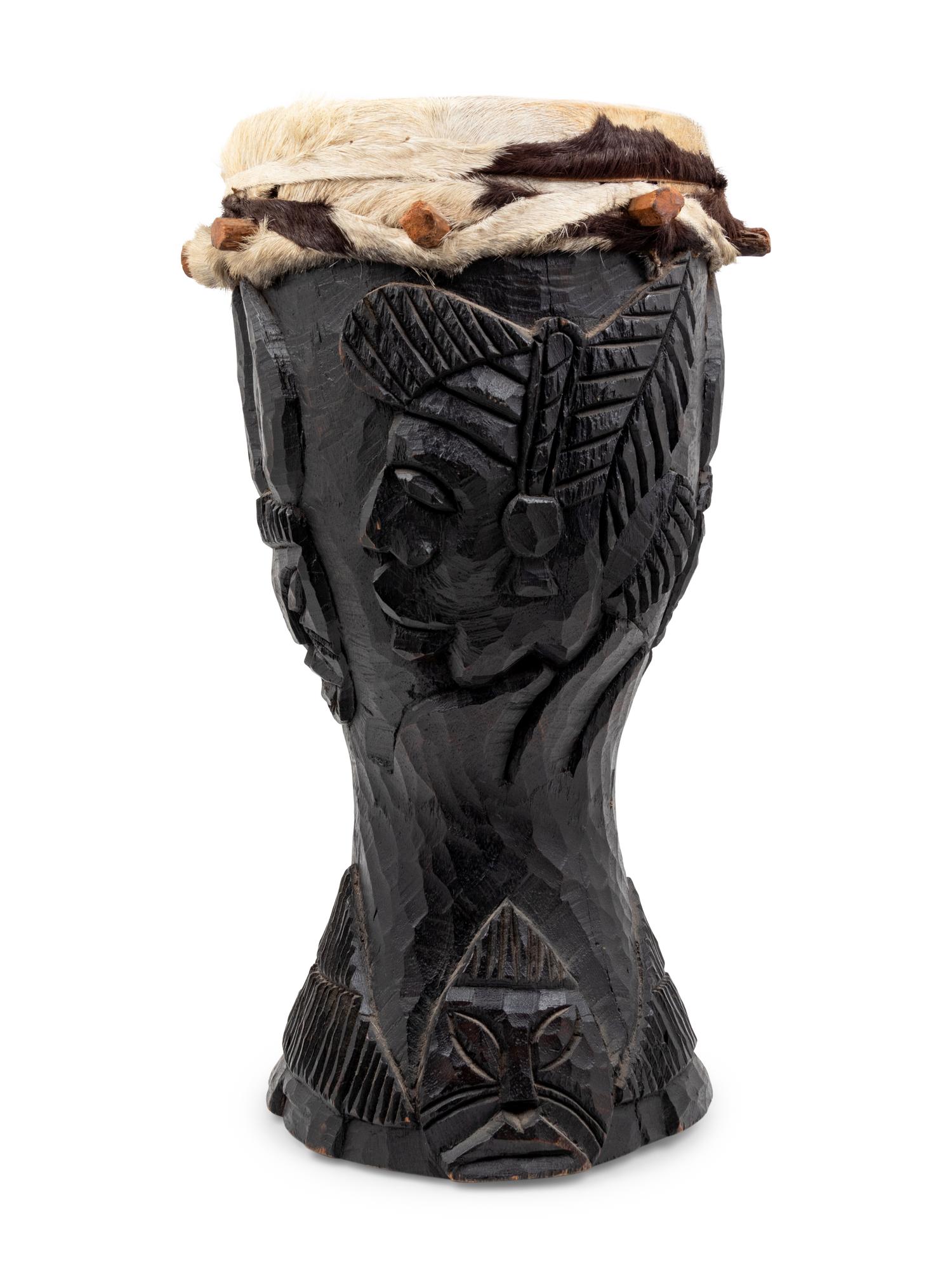 An African Wood and Leather Drum