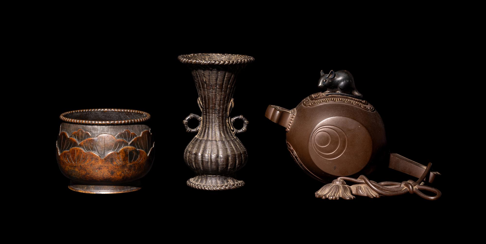 Three Japanese Bronze Vessels