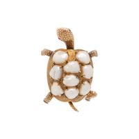 CULTURED BAROQUE PEARL TURTLE BROOCH