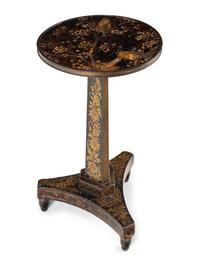 A Pair of Chinese Export Lacquer and Parcel Gilt End Tables
