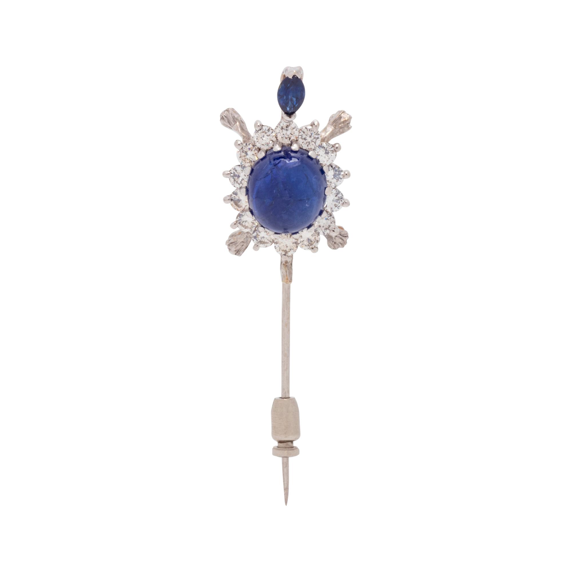 SAPPHIRE AND DIAMOND TURTLE STICKPIN