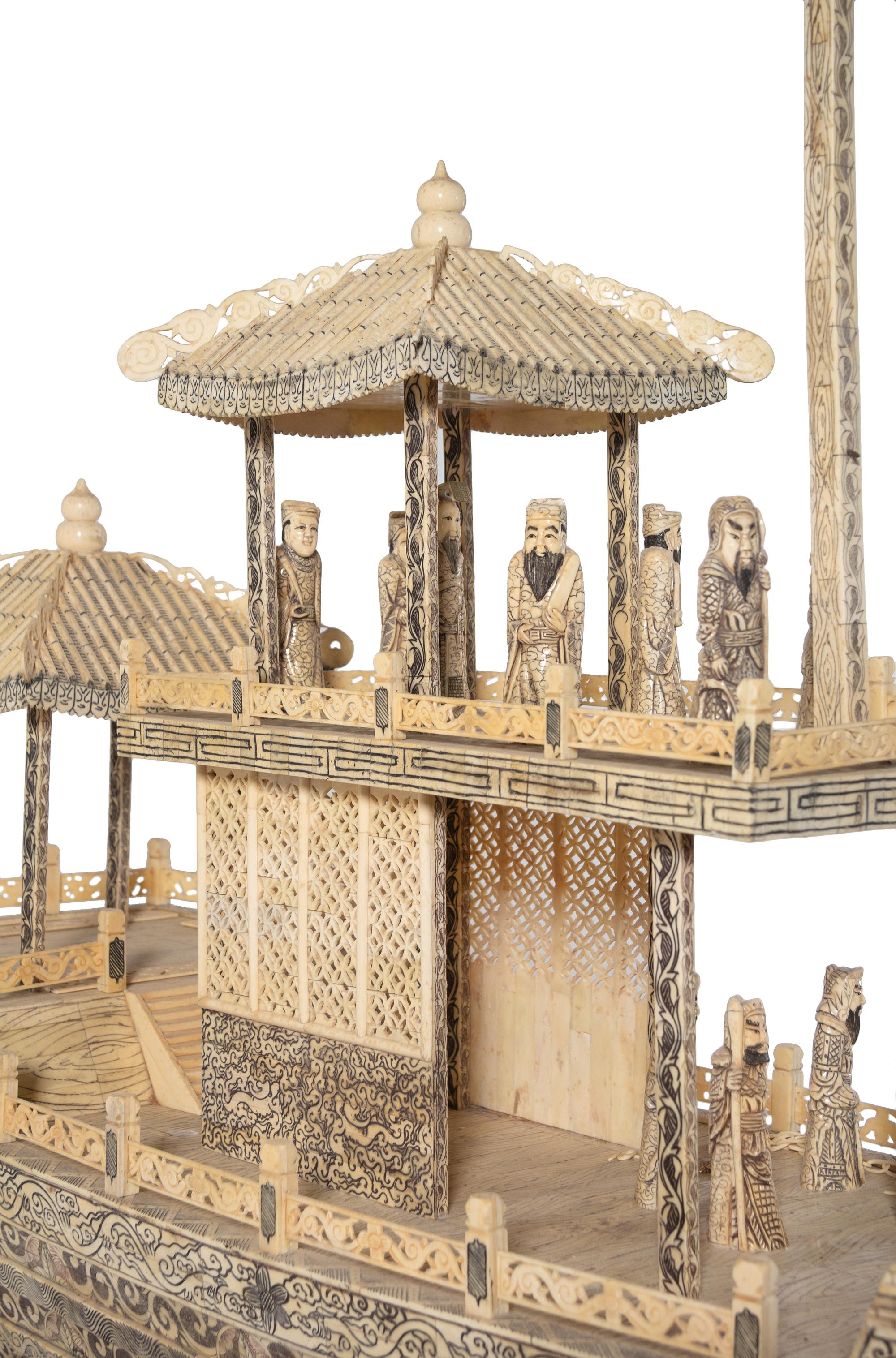 A Monumental Chinese Bone-Veneered Model of a Boat