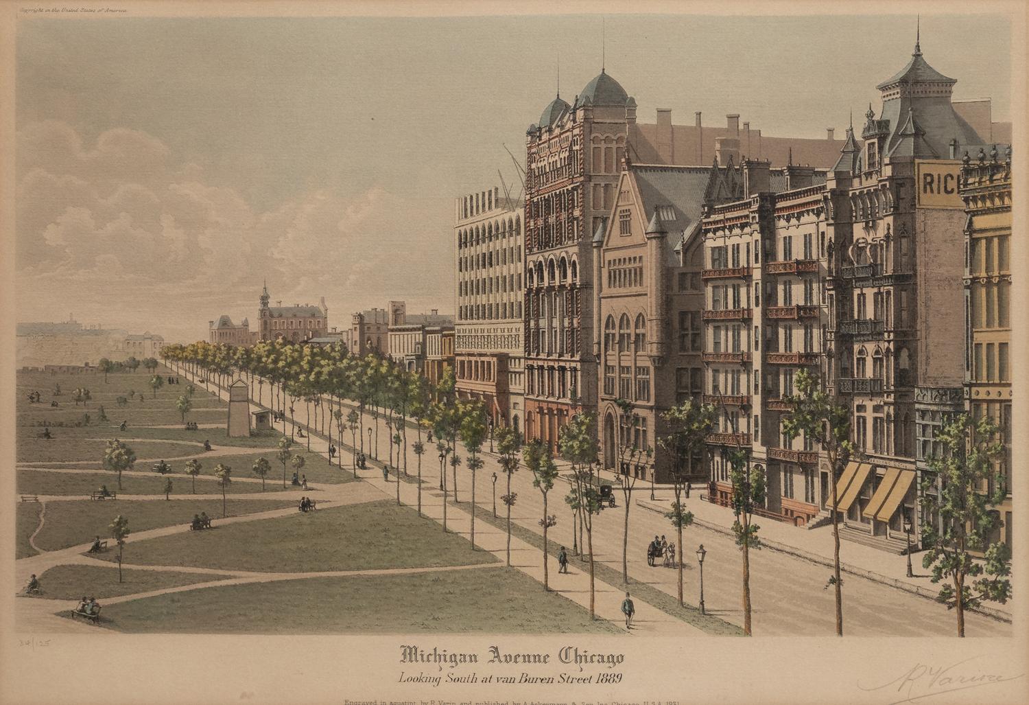 [CHICAGO]. VARIN, Raoul. A suite of 4 works depicting 19th century Chicago, including:
