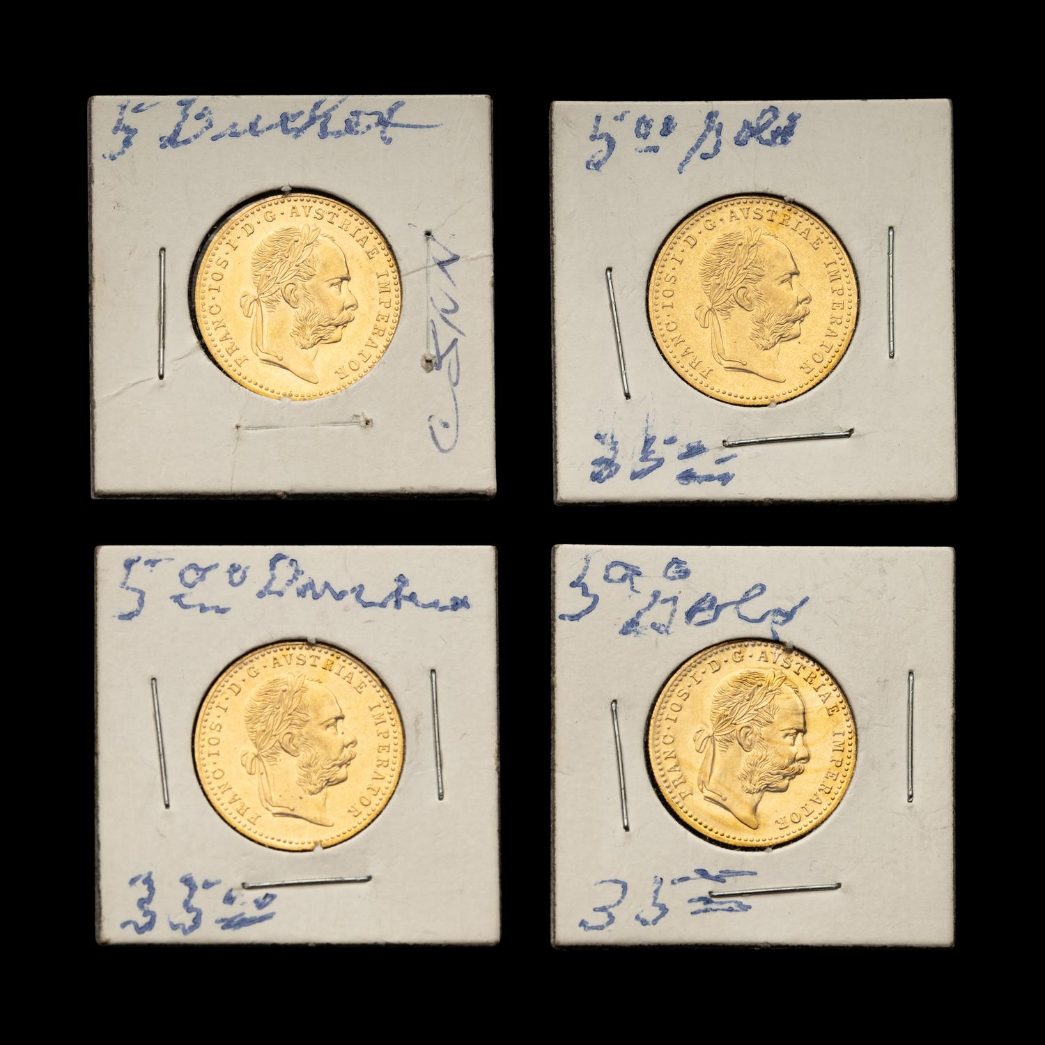 [AUSTRIA] Four 1915-Dated 1 Ducat Restrike Gold Coins