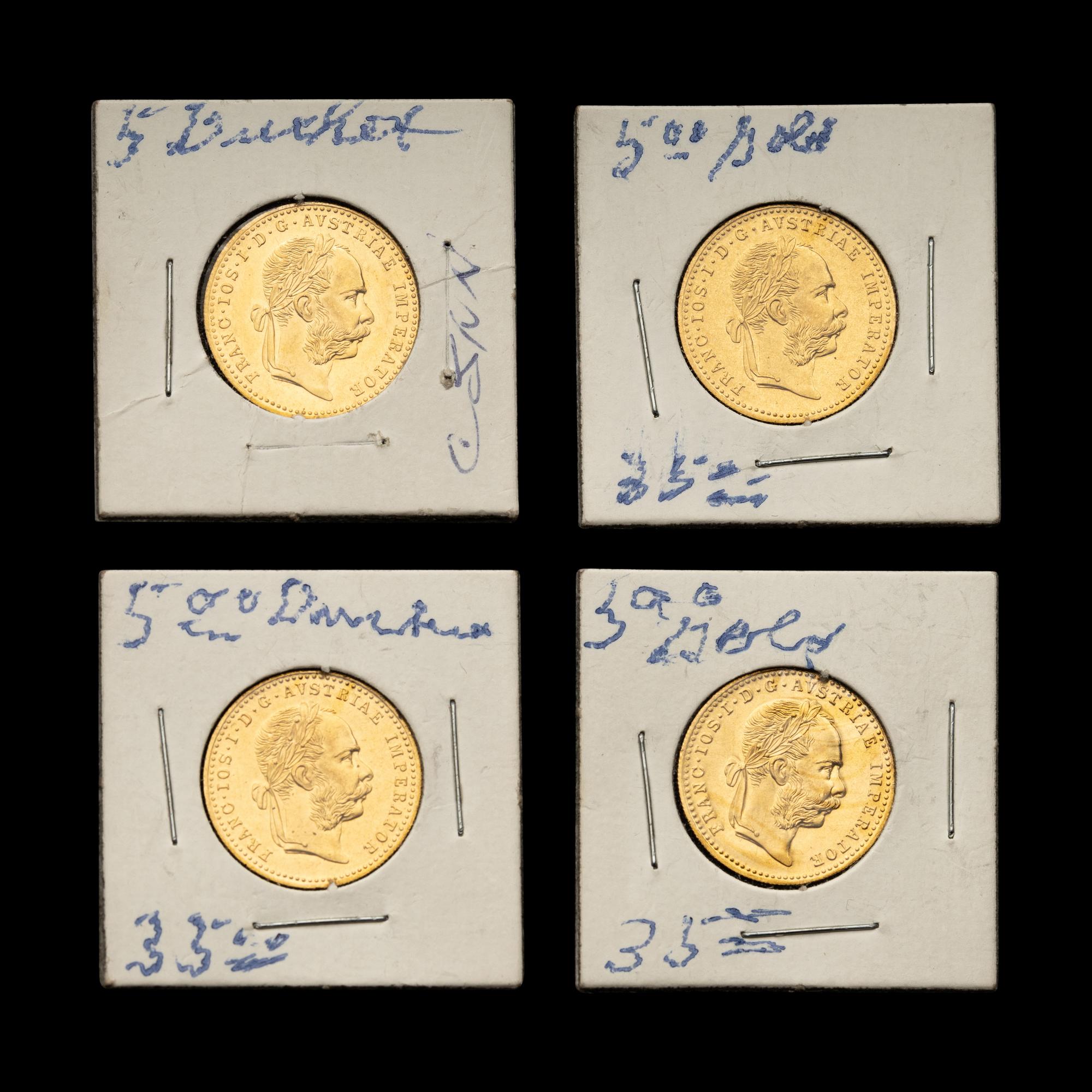 [AUSTRIA] Four 1915-Dated 1 Ducat Restrike Gold Coins